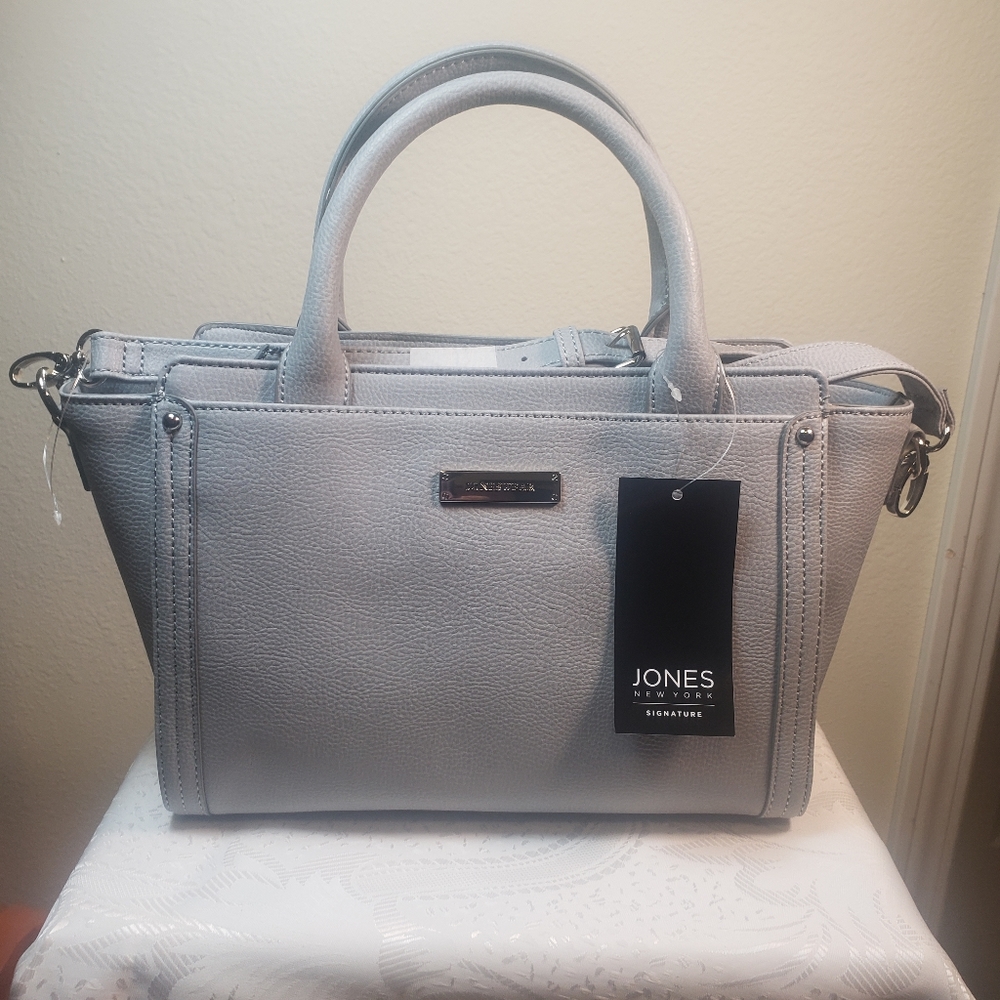 Jones New York light grey purse with crossbody strap